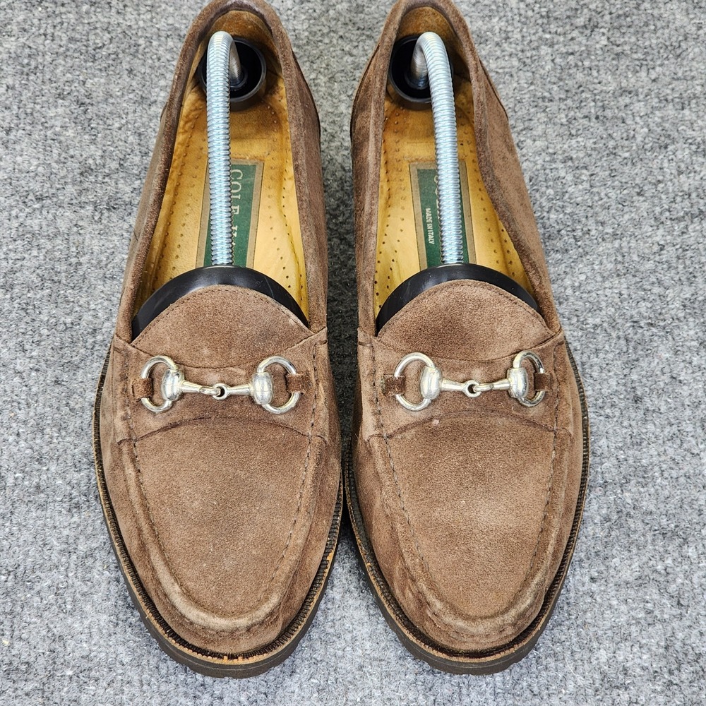 Cole Haan Brown Suede Loafers with Silver Accents